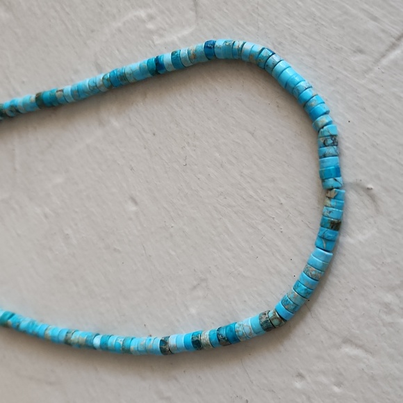 Stunning Native American Santo Domingo Handmade Turquoise Bead Necklace 💙🩵 - Picture 7 of 11